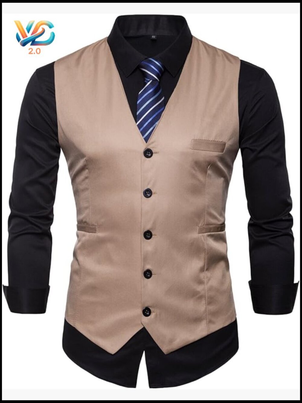 Men's Formal Leather Vest Slim Fit V-Neck Adjustable Back Strap